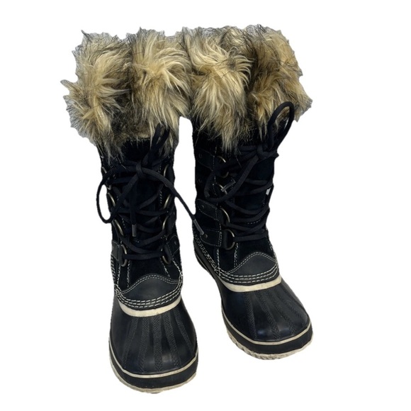 SOREL Joan of Arctic Midcalf Boot US 6 Black Fur Waterproof Snow cold weather - Picture 2 of 13